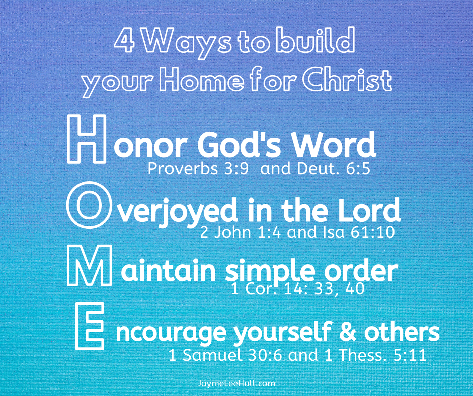What does your home look like? How do we build a Christ-centered home? Learn the four easy ways to build and manage your home for Christ. Now is the time to focus and be intentional about our time management and blessings from God in our homes and in our personal lives. 